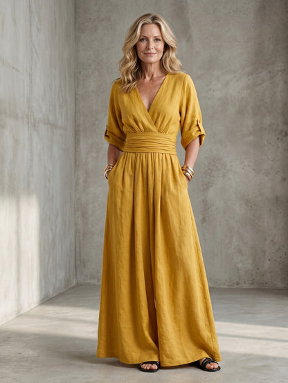 Poplin Wrap Wide Leg Jumpsuit