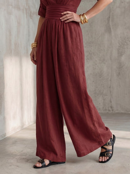 Poplin Wrap Wide Leg Jumpsuit