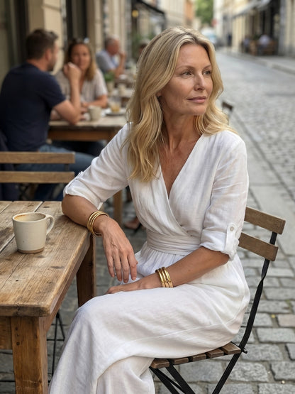 Poplin Wrap Wide Leg Jumpsuit