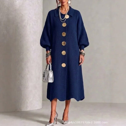 Ribbed Button Front Sweater Dress