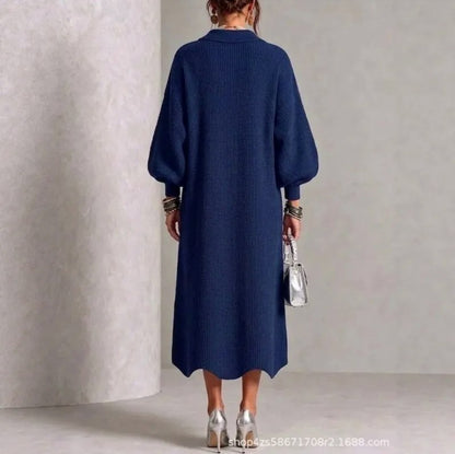 Ribbed Button Front Sweater Dress