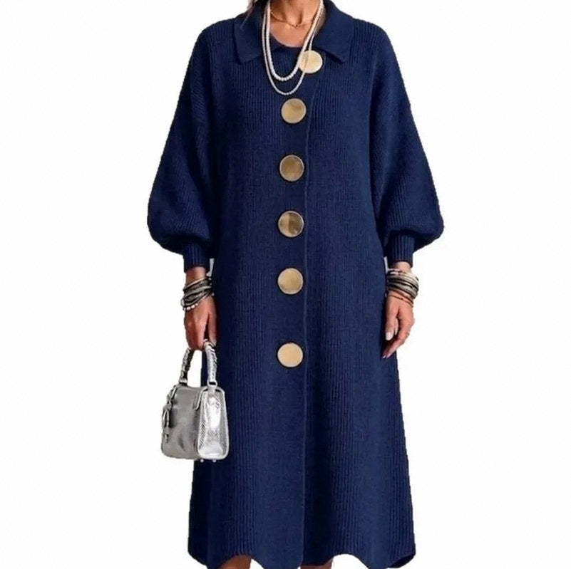 Ribbed Button Front Sweater Dress