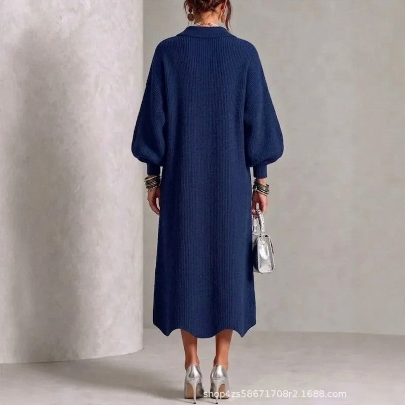 Ribbed Button Front Sweater Dress