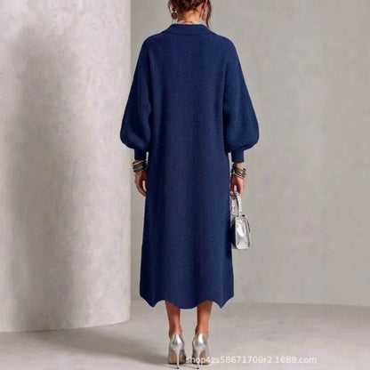 Ribbed Button Front Sweater Dress