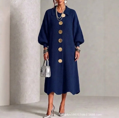 Ribbed Button Front Sweater Dress