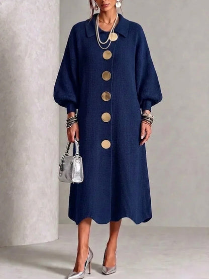 Ribbed Button Front Sweater Dress