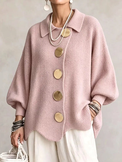 Ribbed Knit Button Cardigan
