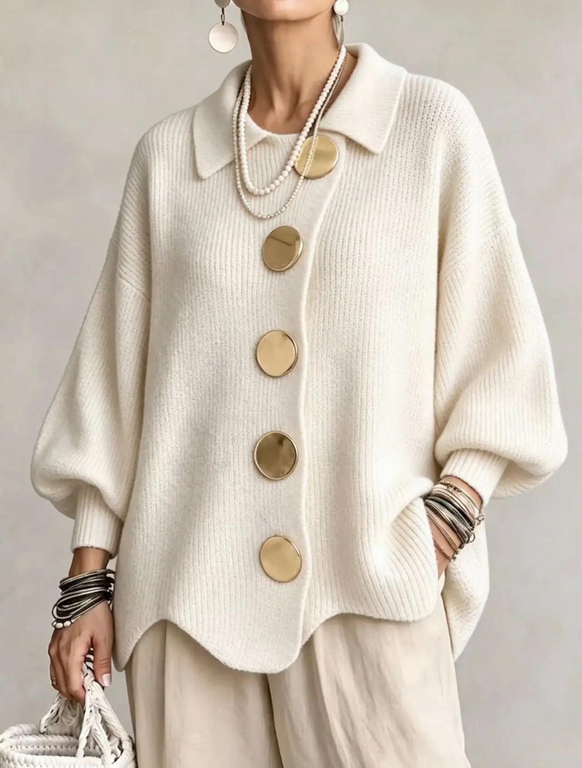 Ribbed Knit Button Cardigan