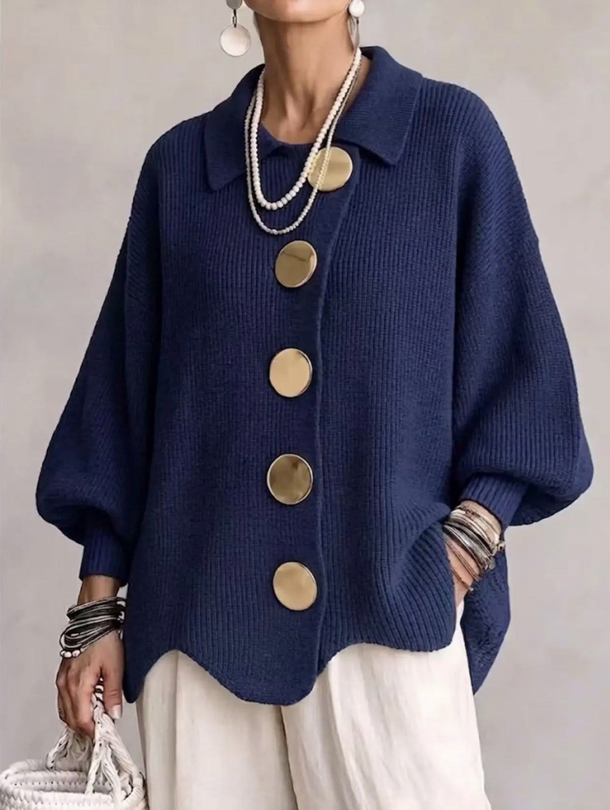 Ribbed Knit Button Cardigan