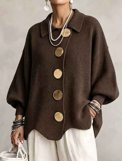 Ribbed Knit Button Cardigan