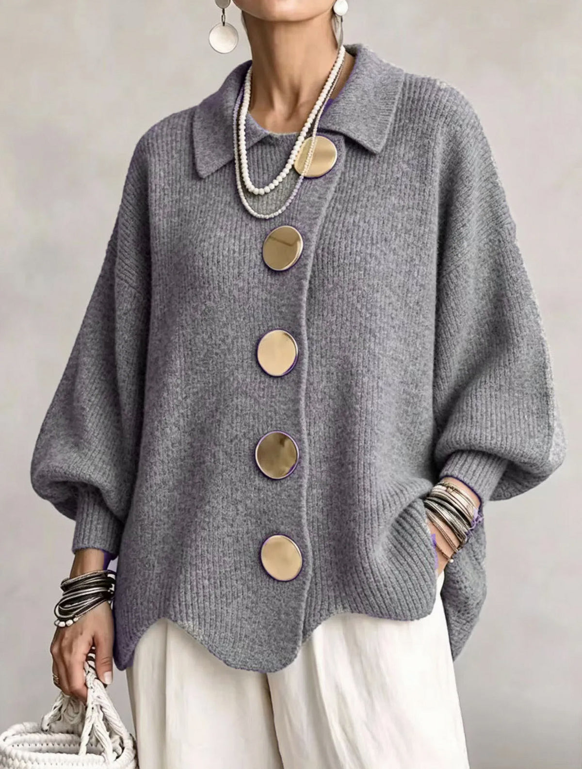Ribbed Knit Button Cardigan