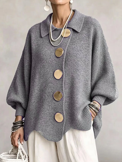 Ribbed Knit Button Cardigan