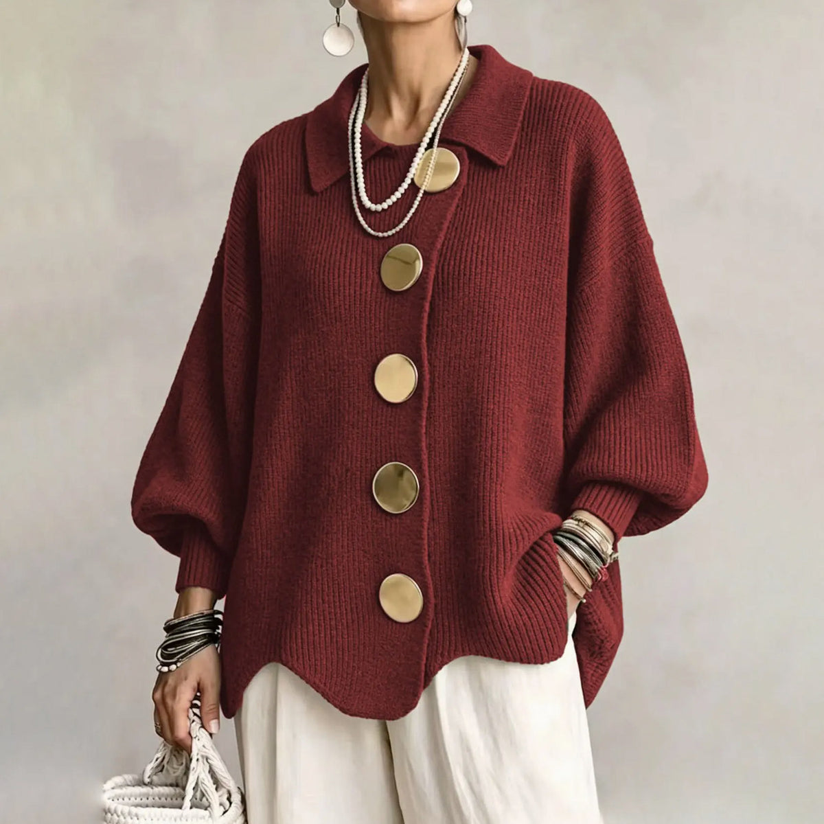 Ribbed Knit Button Cardigan