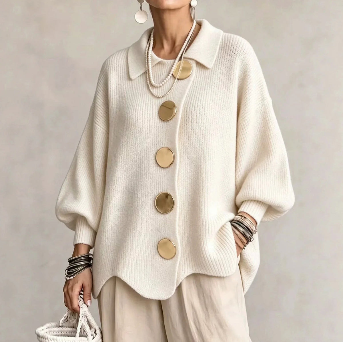 Ribbed Knit Button Cardigan
