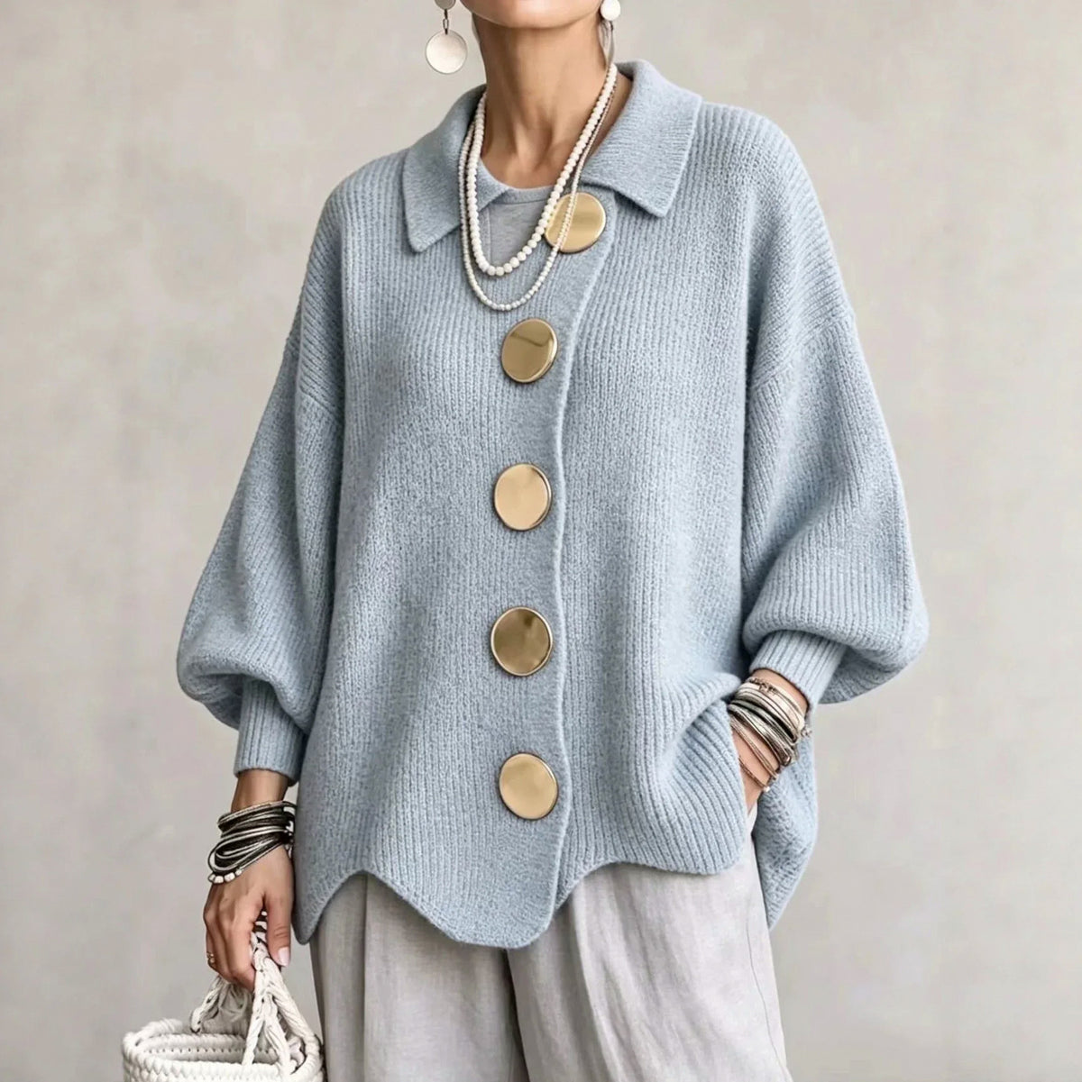 Ribbed Knit Button Cardigan