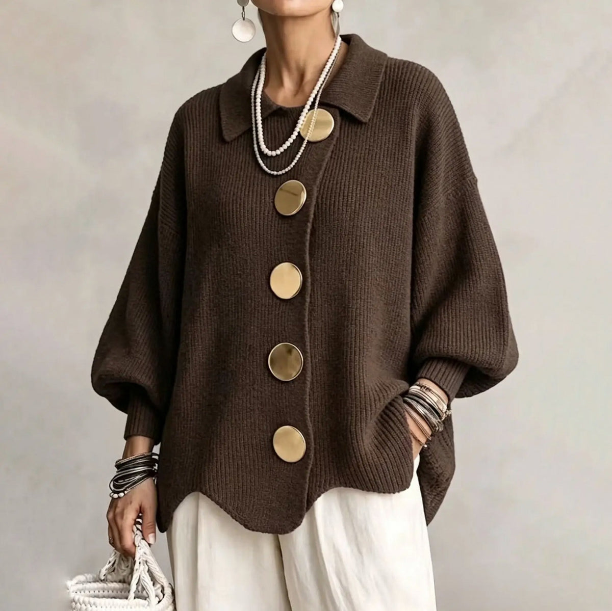 Ribbed Knit Button Cardigan