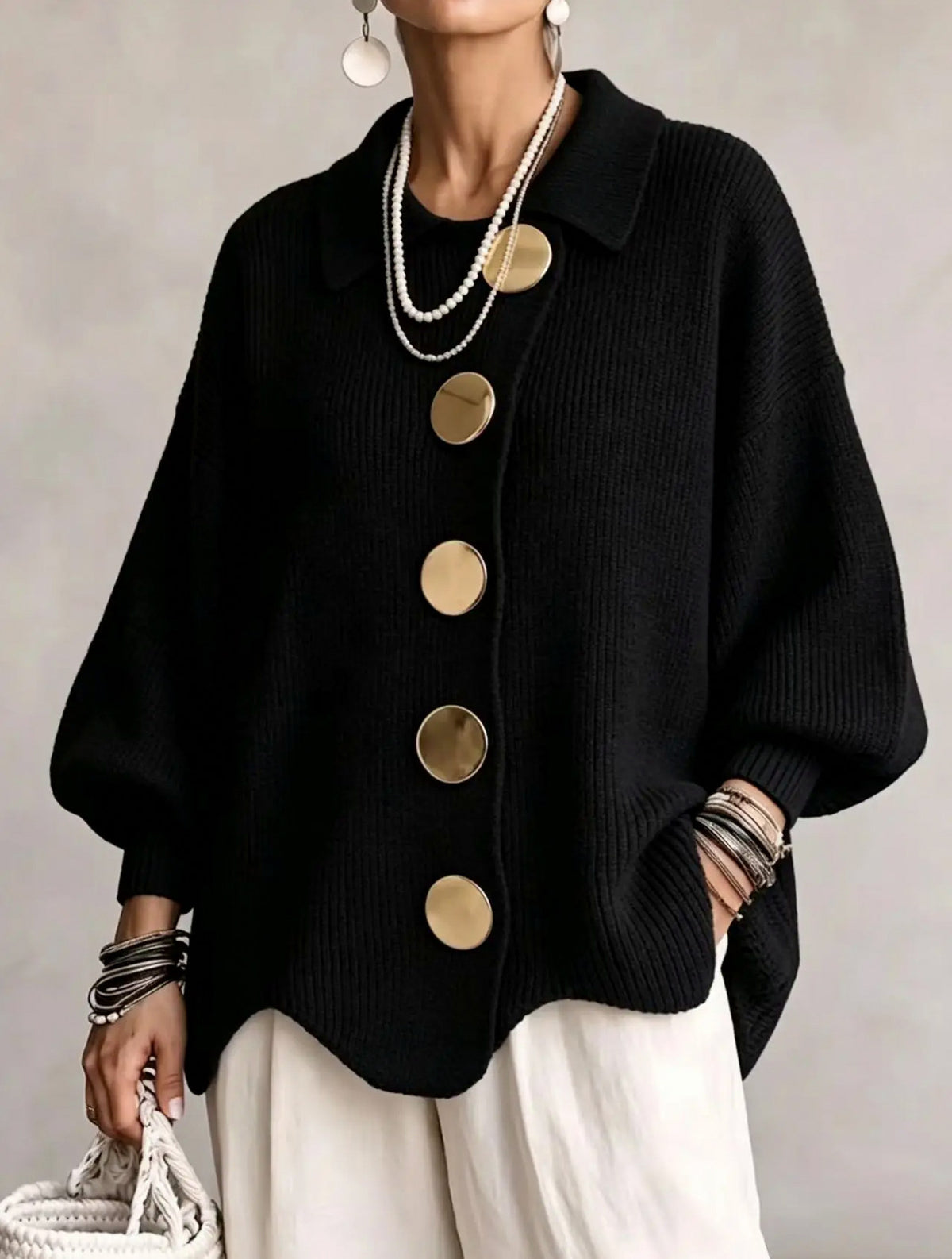 Ribbed Knit Button Cardigan