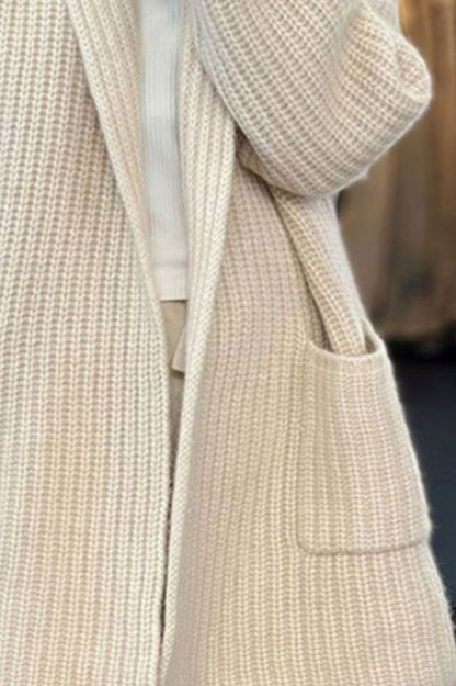 Ribbed Knit Shawl Collar Cardigan
