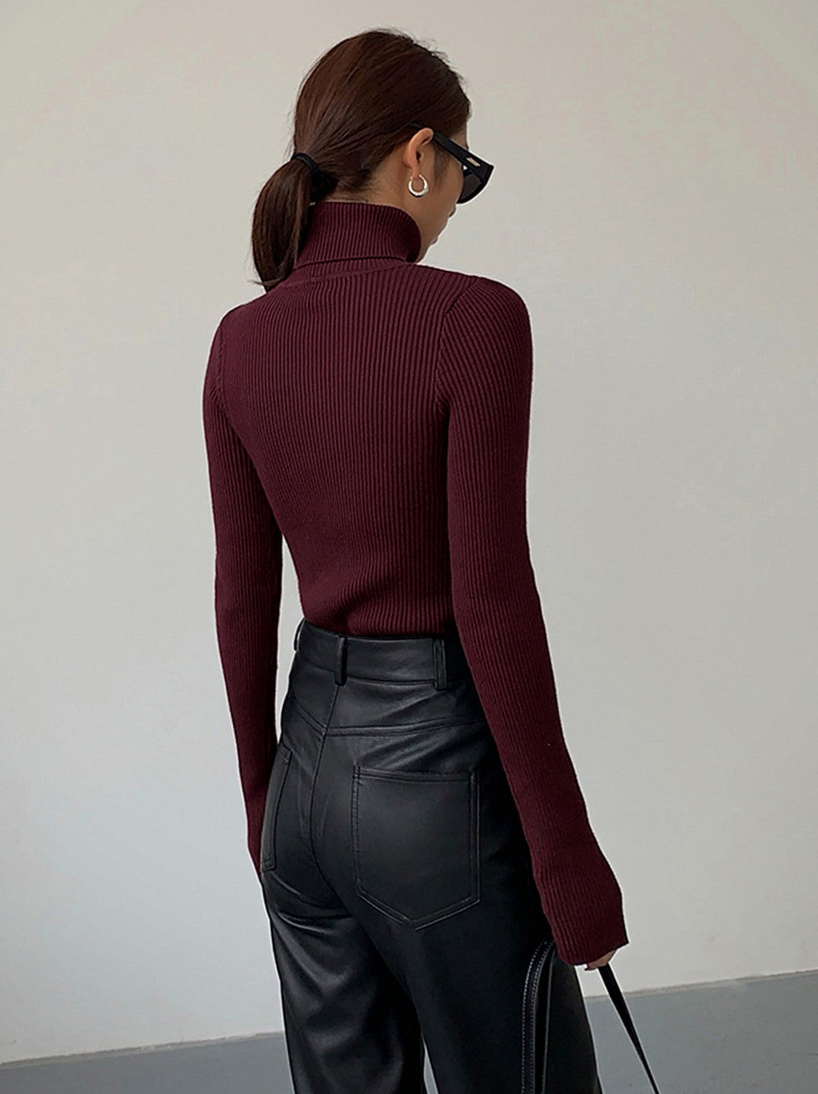 Ribbed Knit Turtleneck Sweater