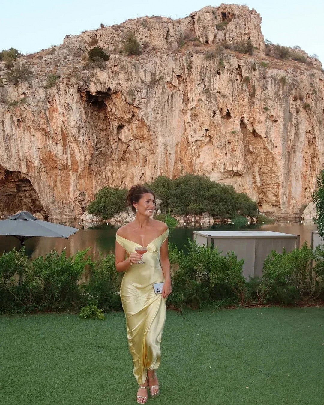 Satin Off Shoulder Maxi Dress
