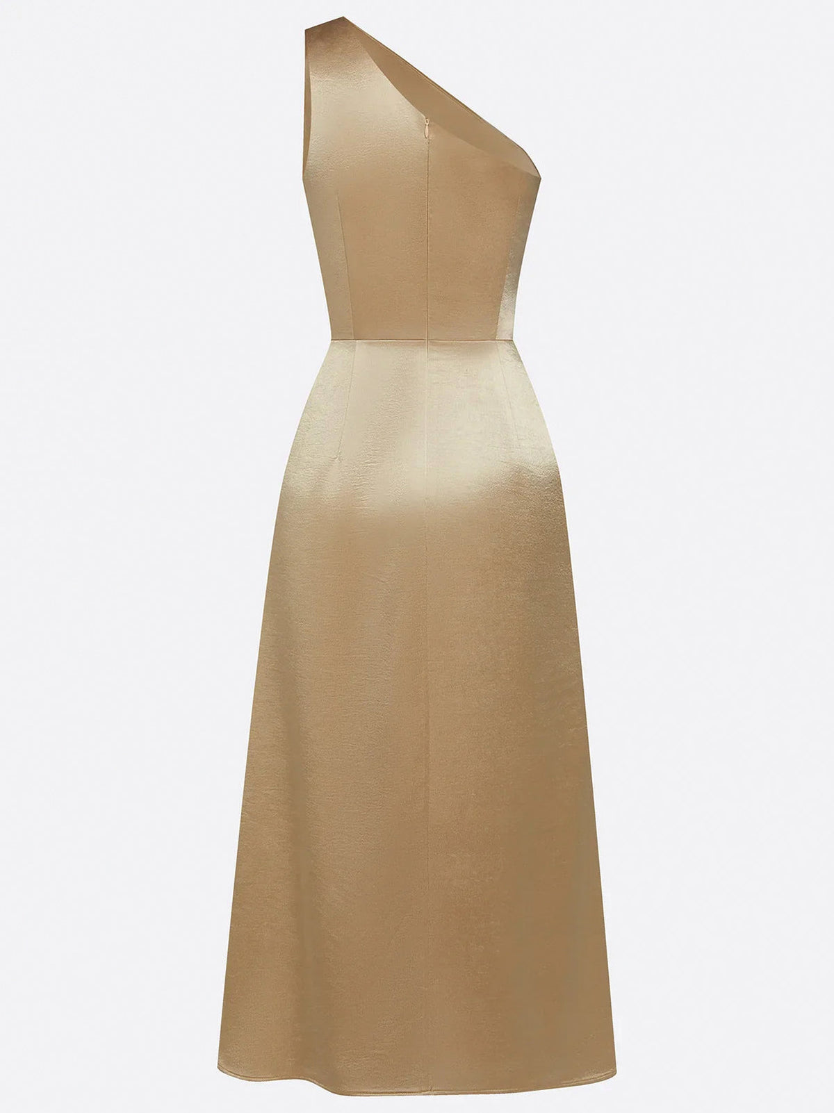 Satin One Shoulder Draped Midi Dress