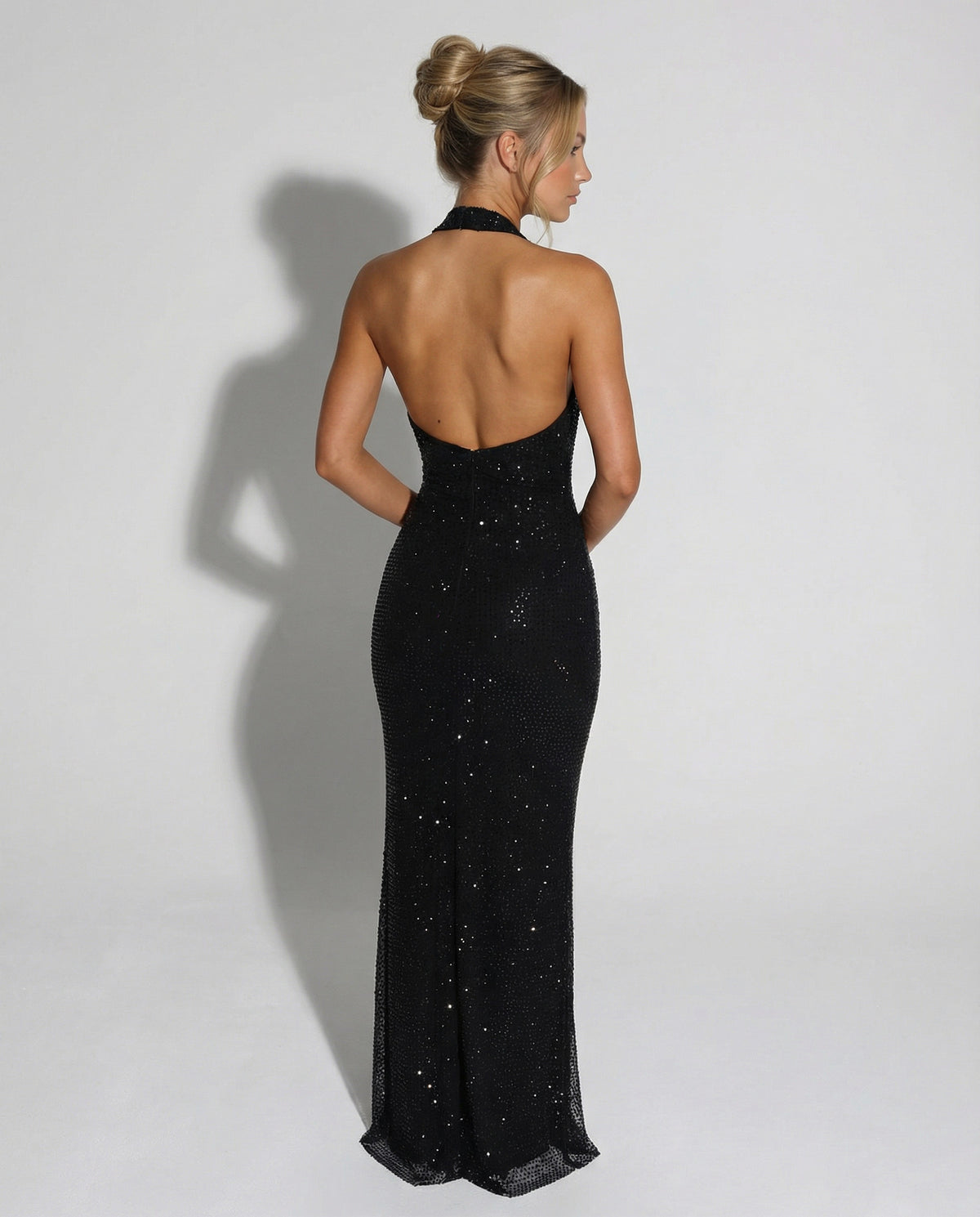Sequin Halter Neck Maxi Dress
