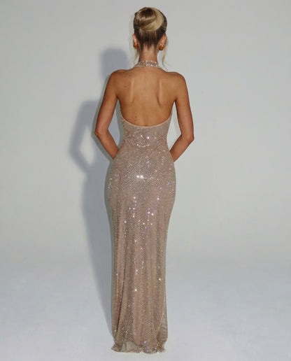 Sequin Halter Neck Maxi Dress