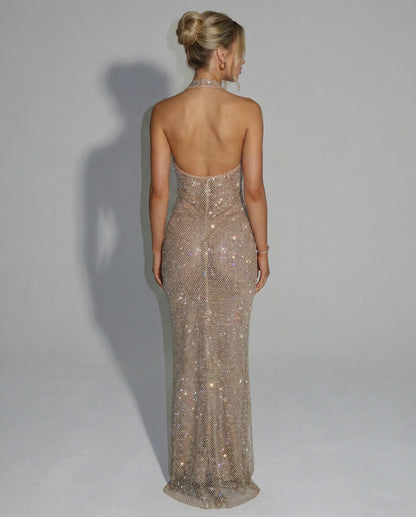 Sequin Halter Neck Maxi Dress