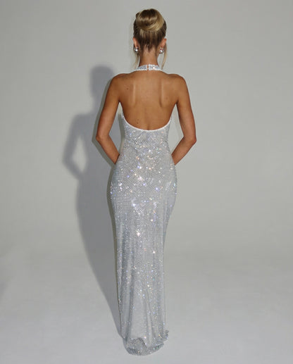 Sequin Halter Neck Maxi Dress