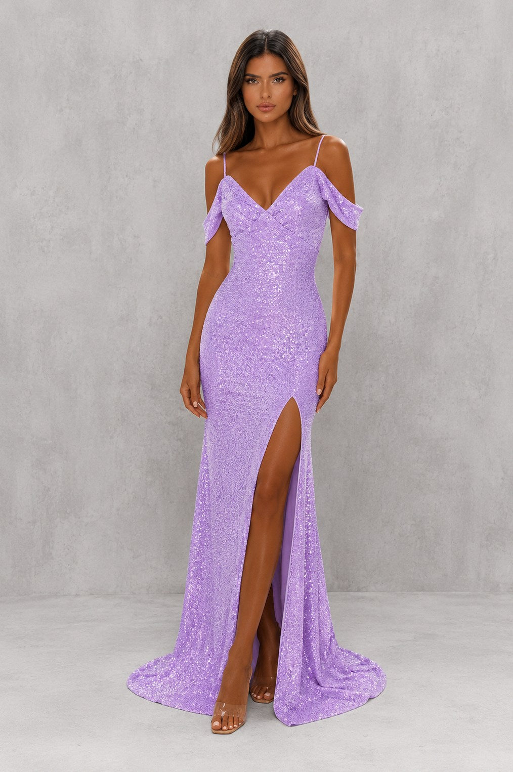 Sequin Off Shoulder Maxi Dress