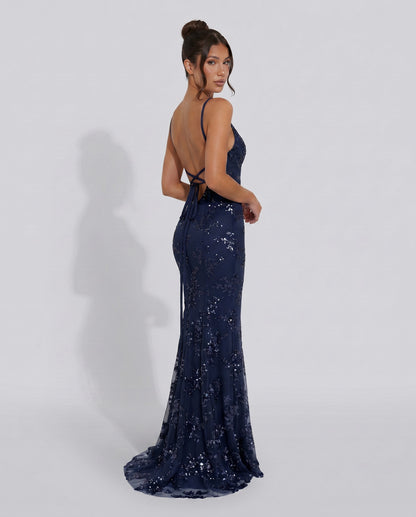 Sequin V-Neck Mermaid Maxi Dress