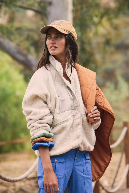 Sherpa Button Front Fleece Jacket