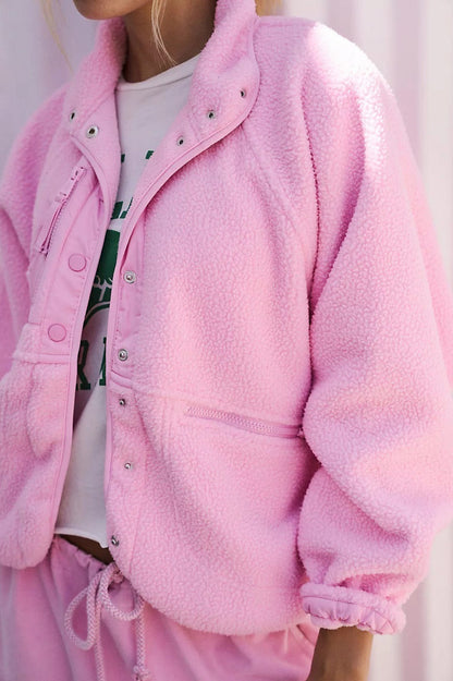 Sherpa Button Front Fleece Jacket