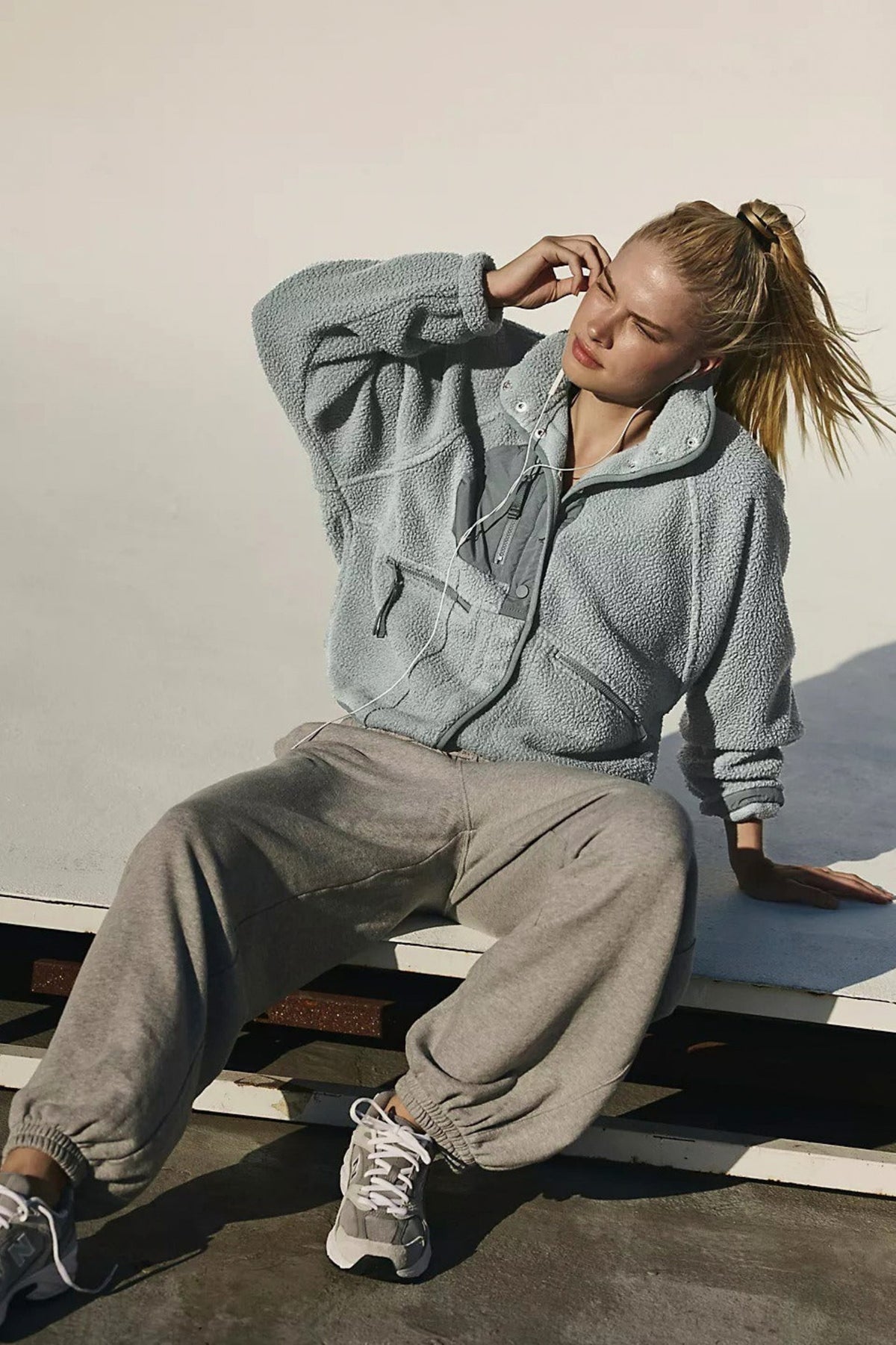 Sherpa Button Front Fleece Jacket