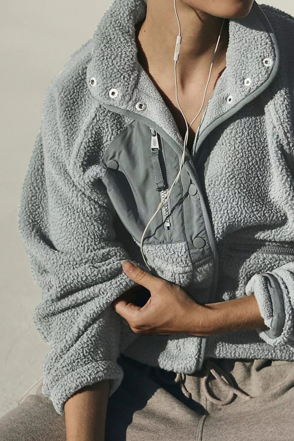 Sherpa Button Front Fleece Jacket
