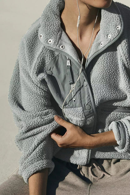 Sherpa Button Front Fleece Jacket
