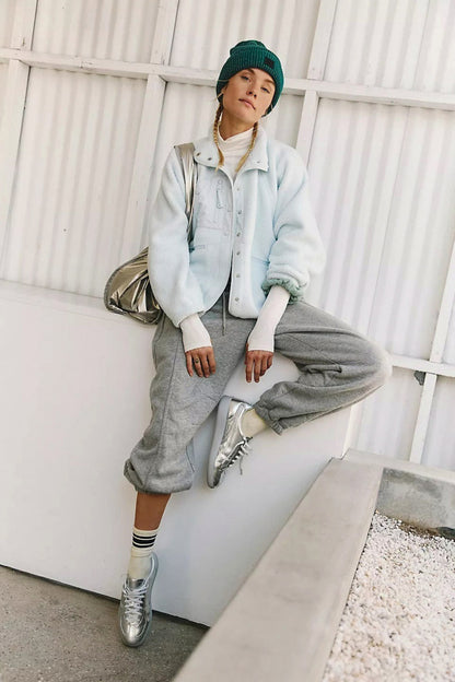 Sherpa Button Front Fleece Jacket