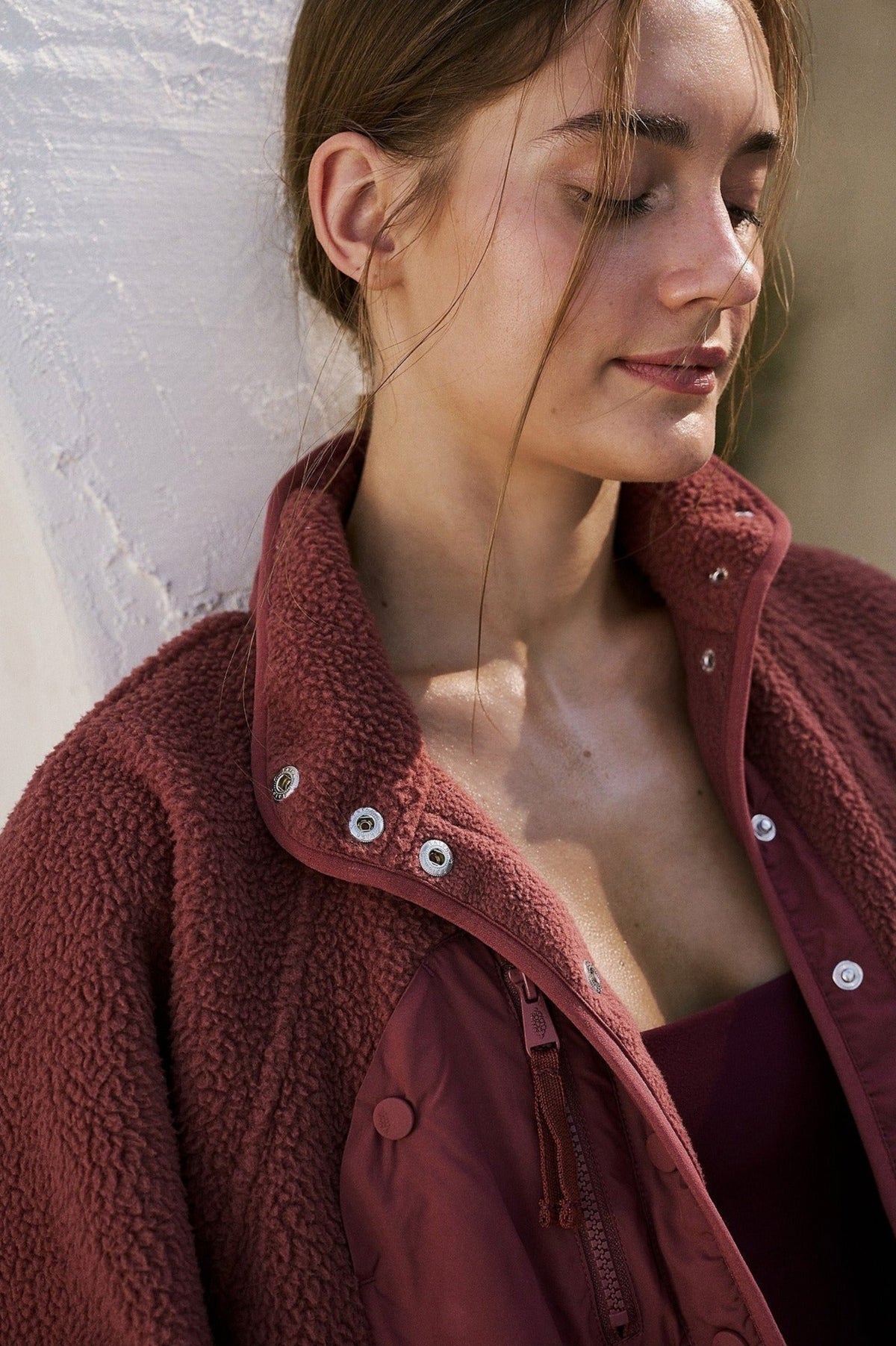 Sherpa Button Front Fleece Jacket