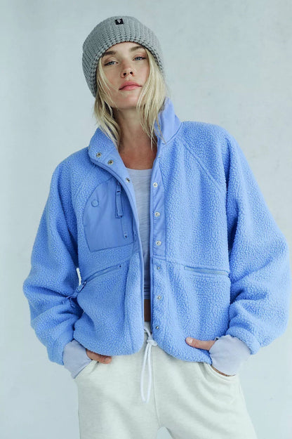 Sherpa Button Front Fleece Jacket