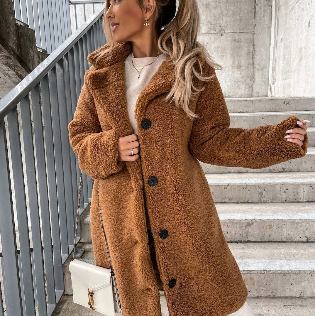 Sherpa Collared Button Front Coat