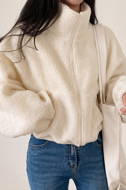 Sherpa Zip Up Cropped Jacket