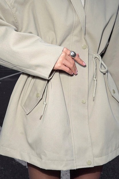 Stand Collar Drawstring Snap Jacket