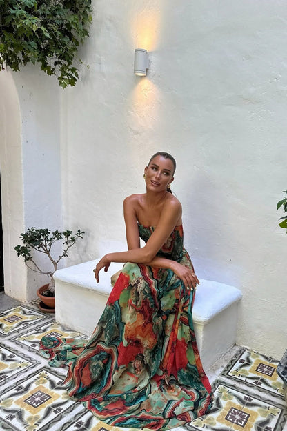 Strapless Drop Waist Maxi Dress