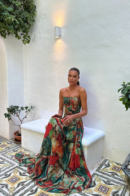 Strapless Drop Waist Maxi Dress