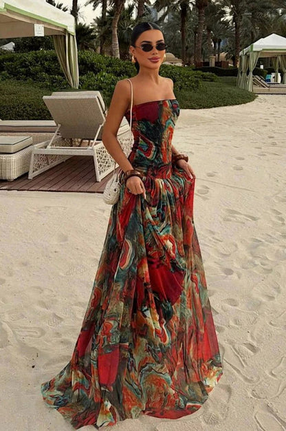 Strapless Drop Waist Maxi Dress