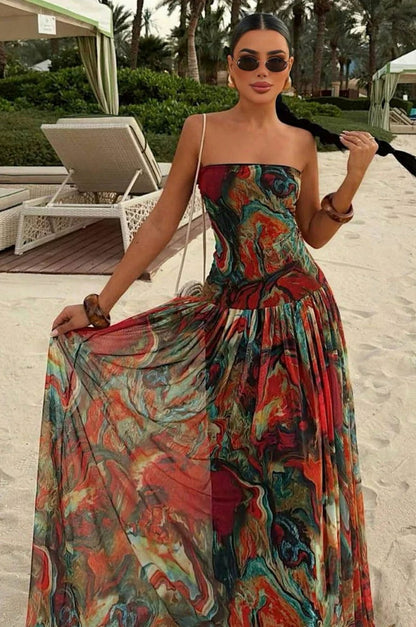 Strapless Drop Waist Maxi Dress