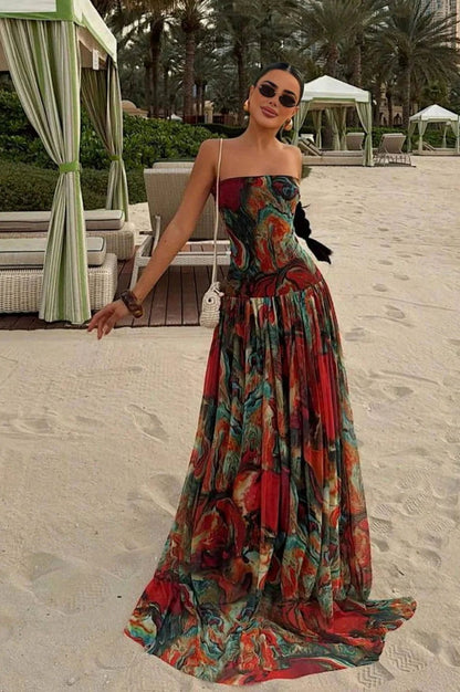 Strapless Drop Waist Maxi Dress