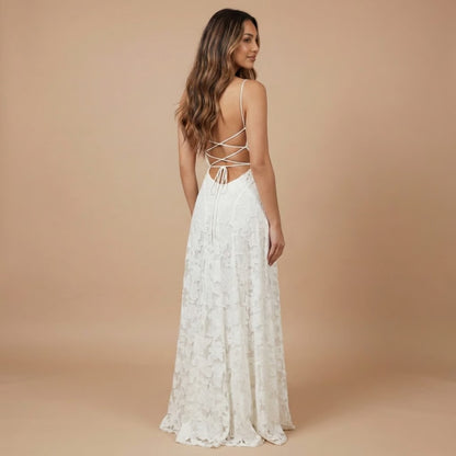 Strapless Ruched Lace Maxi Dress