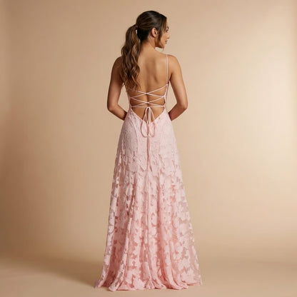 Strapless Ruched Lace Maxi Dress