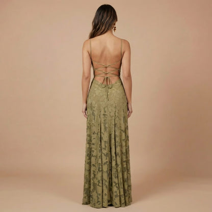 Strapless Ruched Lace Maxi Dress
